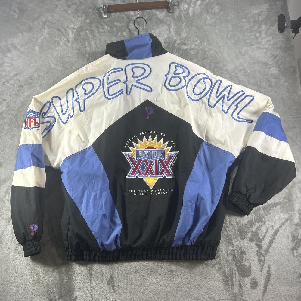 Vintage Super Bowl XXIX Jacket Mens XL Black White NFL Football Pro Layer 90s